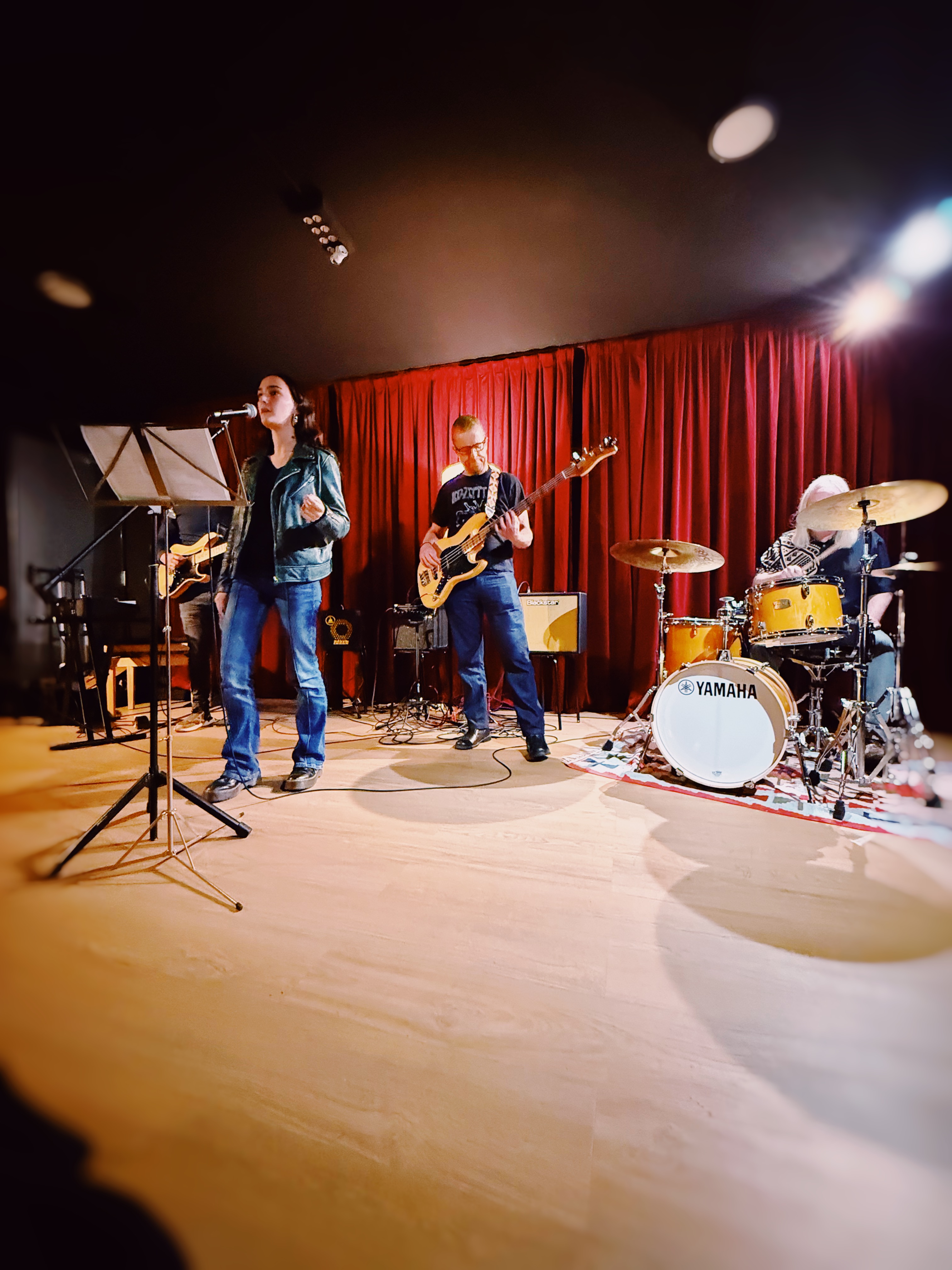 Band rehearsing on stage