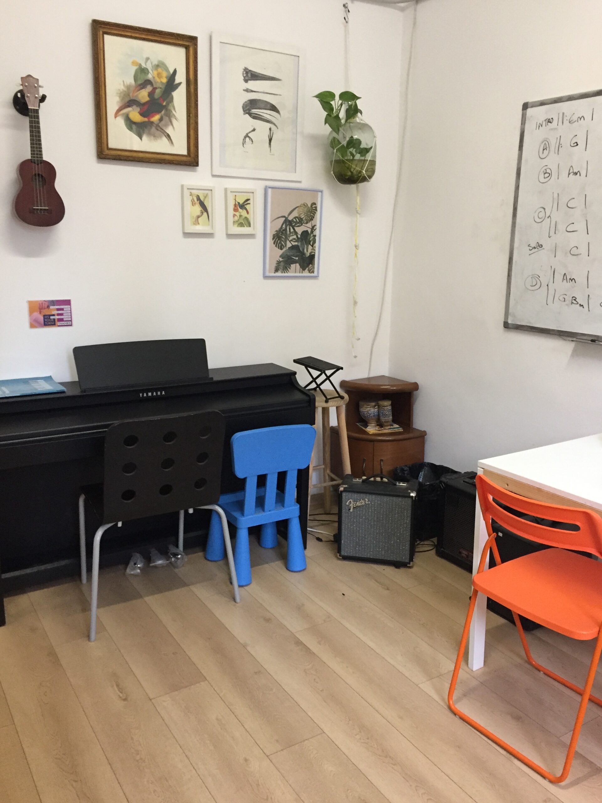 Music practice room at The Music Room Barcelona